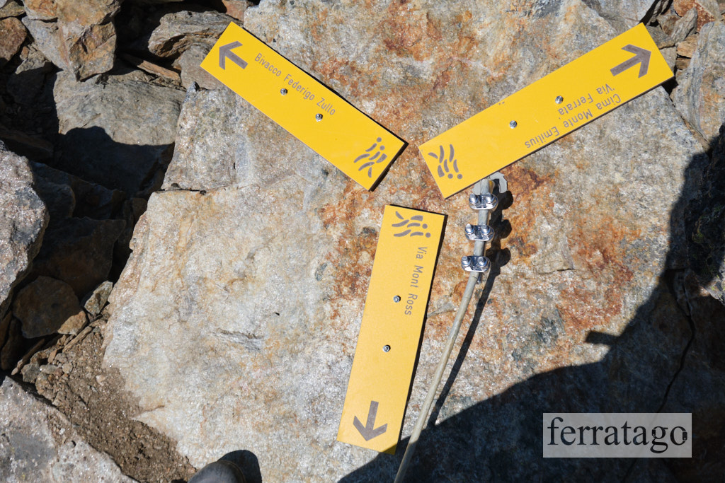 Signs on via ferrata Monte Emilius