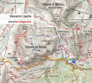 via ferrata Giovanni Lipella map