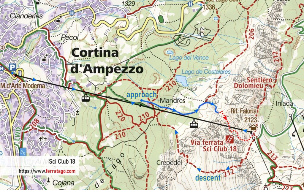 Sci Club 18 via ferrata map